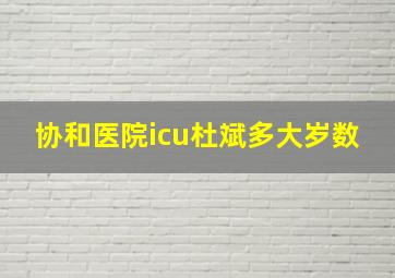 协和医院icu杜斌多大岁数