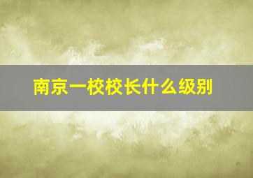 南京一校校长什么级别