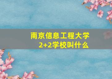 南京信息工程大学2+2学校叫什么