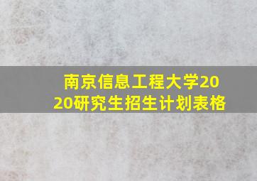 南京信息工程大学2020研究生招生计划表格