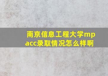 南京信息工程大学mpacc录取情况怎么样啊