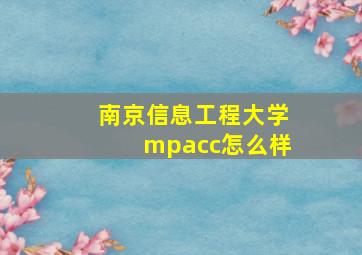 南京信息工程大学mpacc怎么样