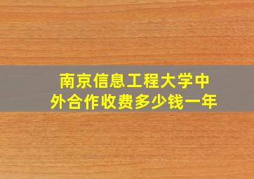 南京信息工程大学中外合作收费多少钱一年