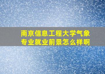 南京信息工程大学气象专业就业前景怎么样啊