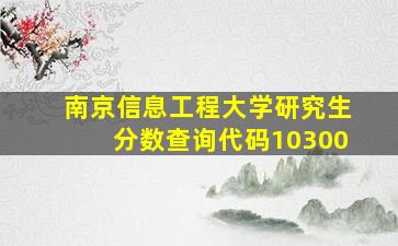 南京信息工程大学研究生分数查询代码10300