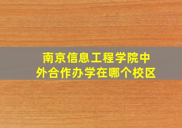 南京信息工程学院中外合作办学在哪个校区