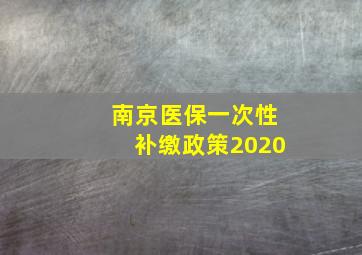 南京医保一次性补缴政策2020