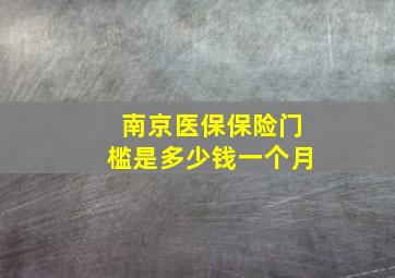 南京医保保险门槛是多少钱一个月