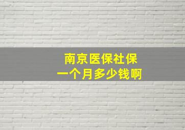 南京医保社保一个月多少钱啊