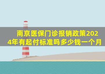 南京医保门诊报销政策2024年有起付标准吗多少钱一个月