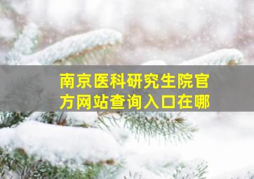 南京医科研究生院官方网站查询入口在哪