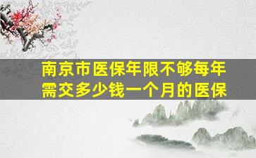 南京市医保年限不够每年需交多少钱一个月的医保