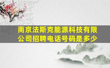 南京法斯克能源科技有限公司招聘电话号码是多少