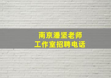 南京潘坚老师工作室招聘电话