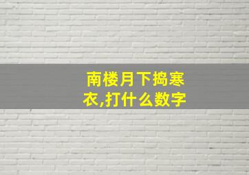 南楼月下捣寒衣,打什么数字