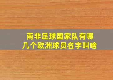 南非足球国家队有哪几个欧洲球员名字叫啥