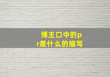 博主口中的pr是什么的缩写