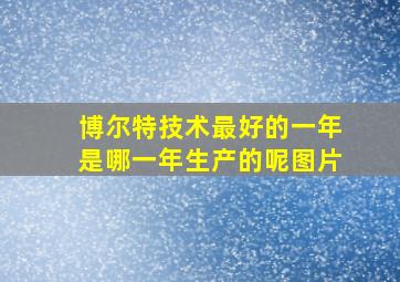 博尔特技术最好的一年是哪一年生产的呢图片