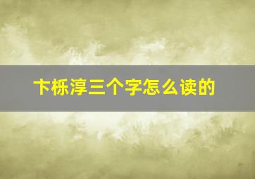 卞栎淳三个字怎么读的