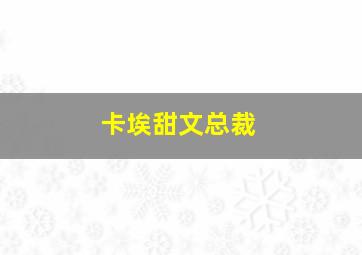 卡埃甜文总裁