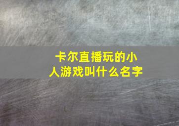 卡尔直播玩的小人游戏叫什么名字