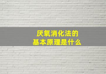 厌氧消化法的基本原理是什么