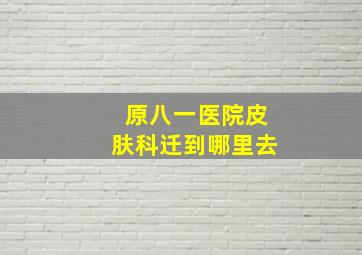 原八一医院皮肤科迁到哪里去