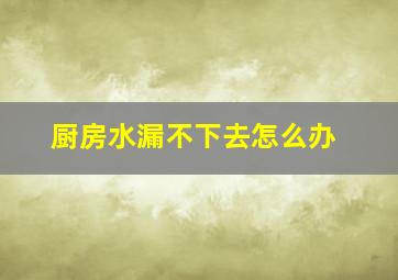 厨房水漏不下去怎么办