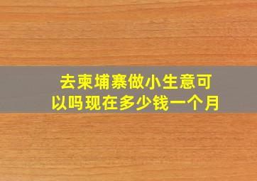 去柬埔寨做小生意可以吗现在多少钱一个月