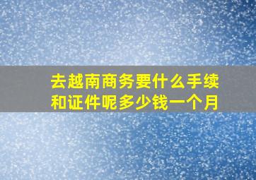 去越南商务要什么手续和证件呢多少钱一个月