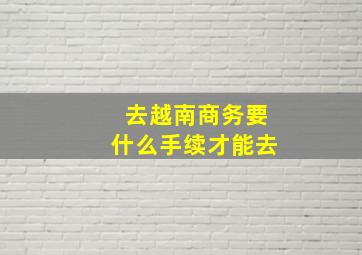 去越南商务要什么手续才能去