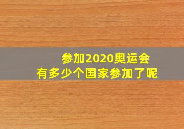 参加2020奥运会有多少个国家参加了呢