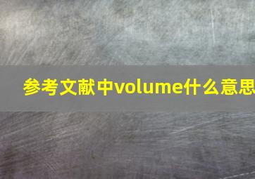 参考文献中volume什么意思