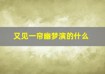 又见一帘幽梦演的什么