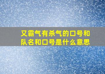 又霸气有杀气的口号和队名和口号是什么意思