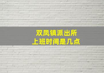 双凤镇派出所上班时间是几点