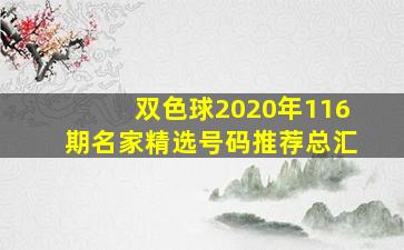 双色球2020年116期名家精选号码推荐总汇