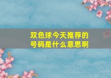 双色球今天推荐的号码是什么意思啊