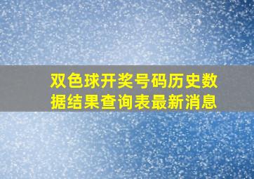 双色球开奖号码历史数据结果查询表最新消息