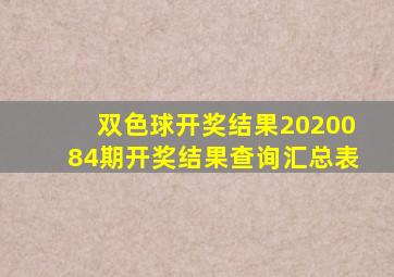 双色球开奖结果2020084期开奖结果查询汇总表