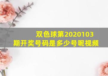 双色球第2020103期开奖号码是多少号呢视频