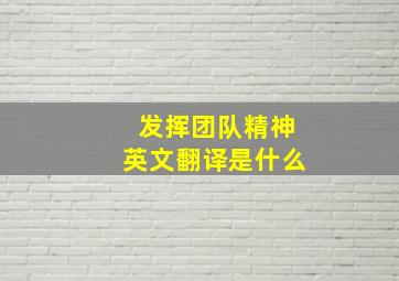 发挥团队精神英文翻译是什么