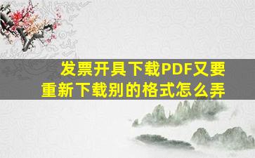 发票开具下载PDF又要重新下载别的格式怎么弄