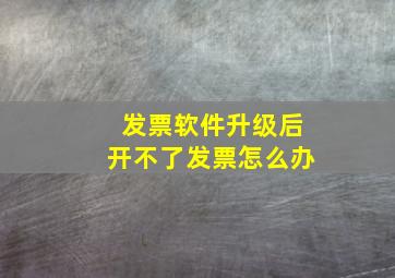 发票软件升级后开不了发票怎么办