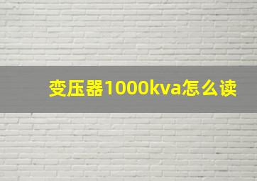 变压器1000kva怎么读