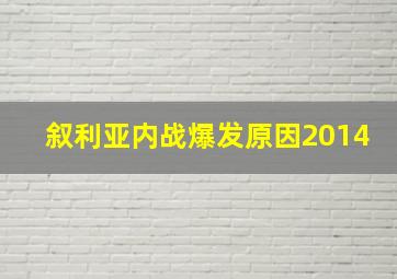 叙利亚内战爆发原因2014