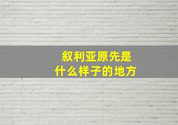 叙利亚原先是什么样子的地方