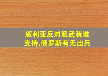 叙利亚反对派武装谁支持,俄罗斯有无出兵