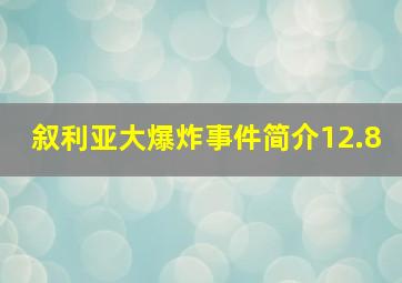 叙利亚大爆炸事件简介12.8