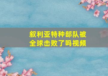 叙利亚特种部队被全球击败了吗视频